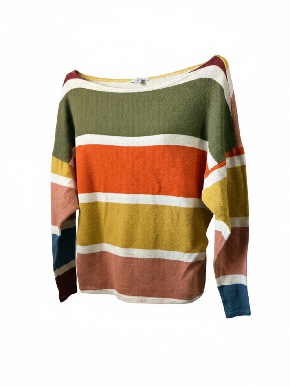 white birch Multicolor Horizontal Stripe Boatneck Sweater